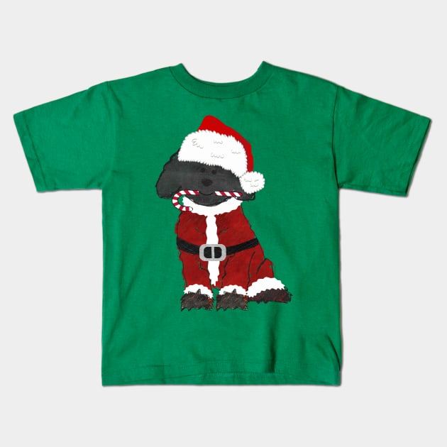 Christmas Labradoodle Santa Claus Kids T-Shirt by EMR_Designs